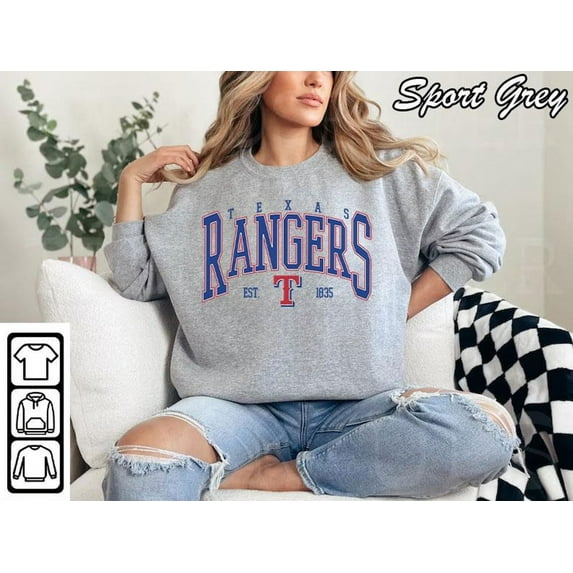 Texas Vintage Baseball Crewneck Sweatshirt | Rangers Shirt | Game Day, Sport Grey Color, Size S