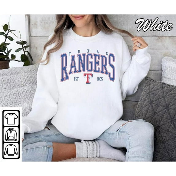 Texas Vintage Baseball Crewneck Sweatshirt | Rangers Shirt | Game Day, White Color, Size M