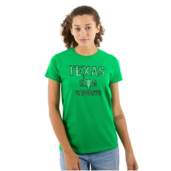 Texas Vintage Cow Skull Stencil Cool Womens Slim Fit Graphic Tee Brisco Brands M