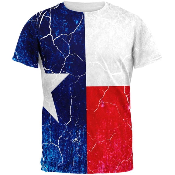 Texas Vintage Distressed State Flag All Over Mens T Shirt Multi LG