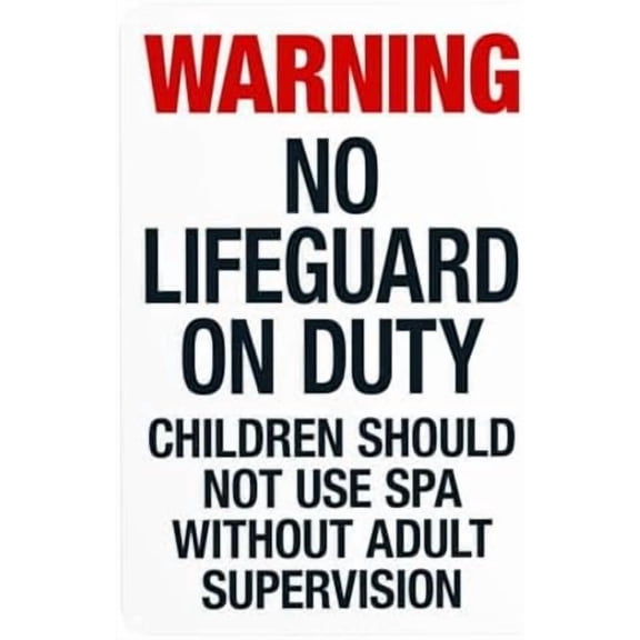 Texas Warning No Lifeguard On Duty Sign, Complies With State Of Texas Pool Code Warning Signs, Metal Sign, Use for Business Home Yard Garden Wall Decor 8 x 12 Inch