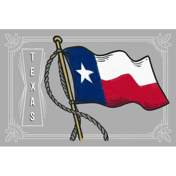 Texas, Waving State Flag, State Series (36x54 Giclee Gallery Art Print, Vivid Textured Wall Decor)