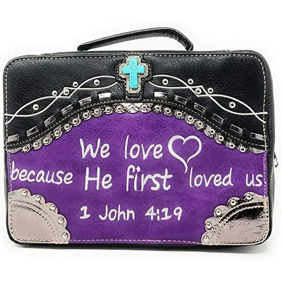 Texas West Embroidery Scripture Bible Verse Rhinestone Cross Handbag Wallet Set in 18 colors