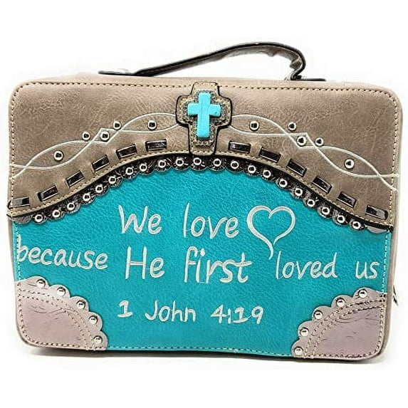 Texas West Embroidery Scripture Bible Verse Rhinestone Cross Handbag Wallet Set in 7 colors