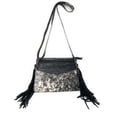 thumbnail image 1 of Texas West Handcrafted Genuine Leather Cowhide Women's Fringe Clutch Crossbody Bag in 3 Colors, 1 of 5