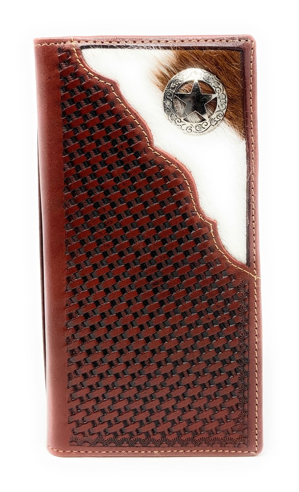 Texas West Men's Cow Fur Cowhide Genuine Leather Chrome Star