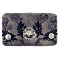 thumbnail image 1 of Texas West Rhinestone Concho Floral Embroidered Leather Clip Womens Wallets, 1 of 3