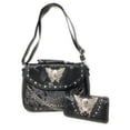 thumbnail image 1 of Texas West Rhinestone Embroidered Metal Skull Leather Women's Handbag With Matching Wallets in 7 Colors., 1 of 5