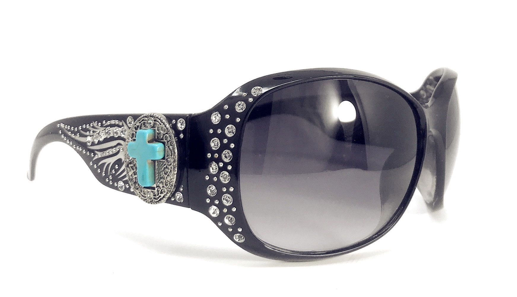 Montana West Sunglasses in White w/Turquoise Flower Concho Accents Amazon.com: Texas West Sunglasses with Turquoise Agate Cross  main image 4