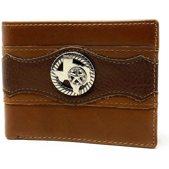 Texas West Tooled Texas State Map Genuine Glossy Leather Men's Wallet in 3 Colors