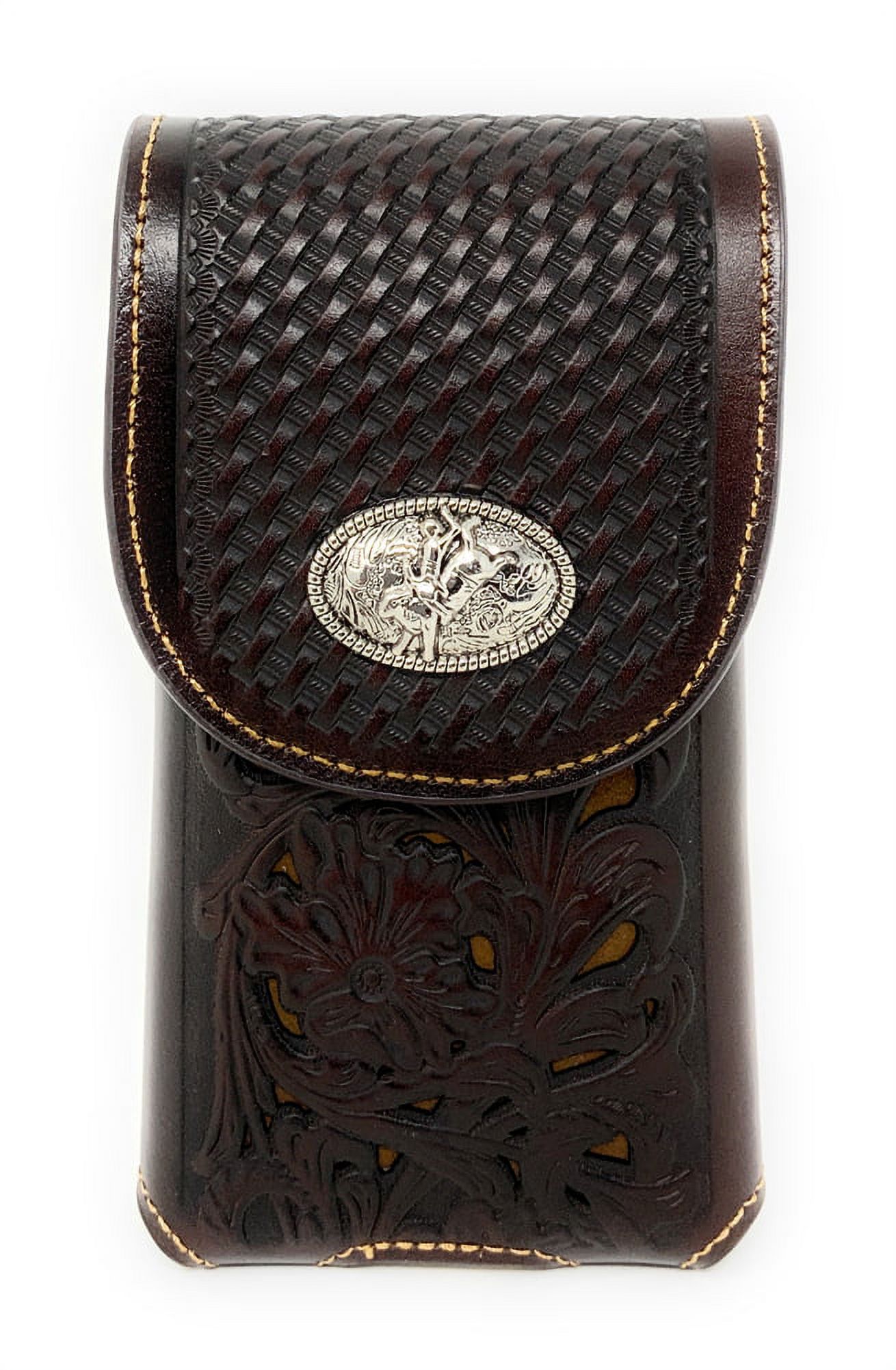 Cell Phone Case Rodeo Texas West Western Cowboy Tooled Floral Leather Rodeo Concho Belt Loop ...