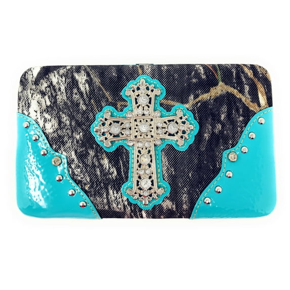 Texas West Women's Camouflage Metal Cross Wallet Clutch