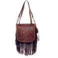 thumbnail image 1 of Texas West Women's Genuine Leather Crossbody Messenger Bag, Floral, Brown, 1 of 4