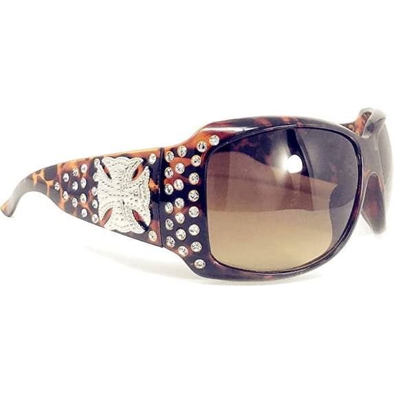 Texas West Womens Sunglasses With Rhinestone Bling UV 400 PC Lens Horse/Concho/Cross/Butterfly/Star