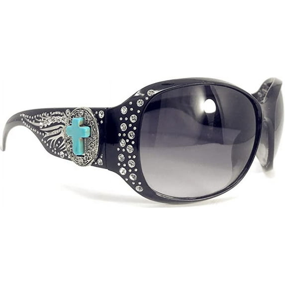 Texas West Womens Sunglasses With Rhinestone Bling UV 400 PC Lens Horse/Concho/Cross/Butterfly/Star