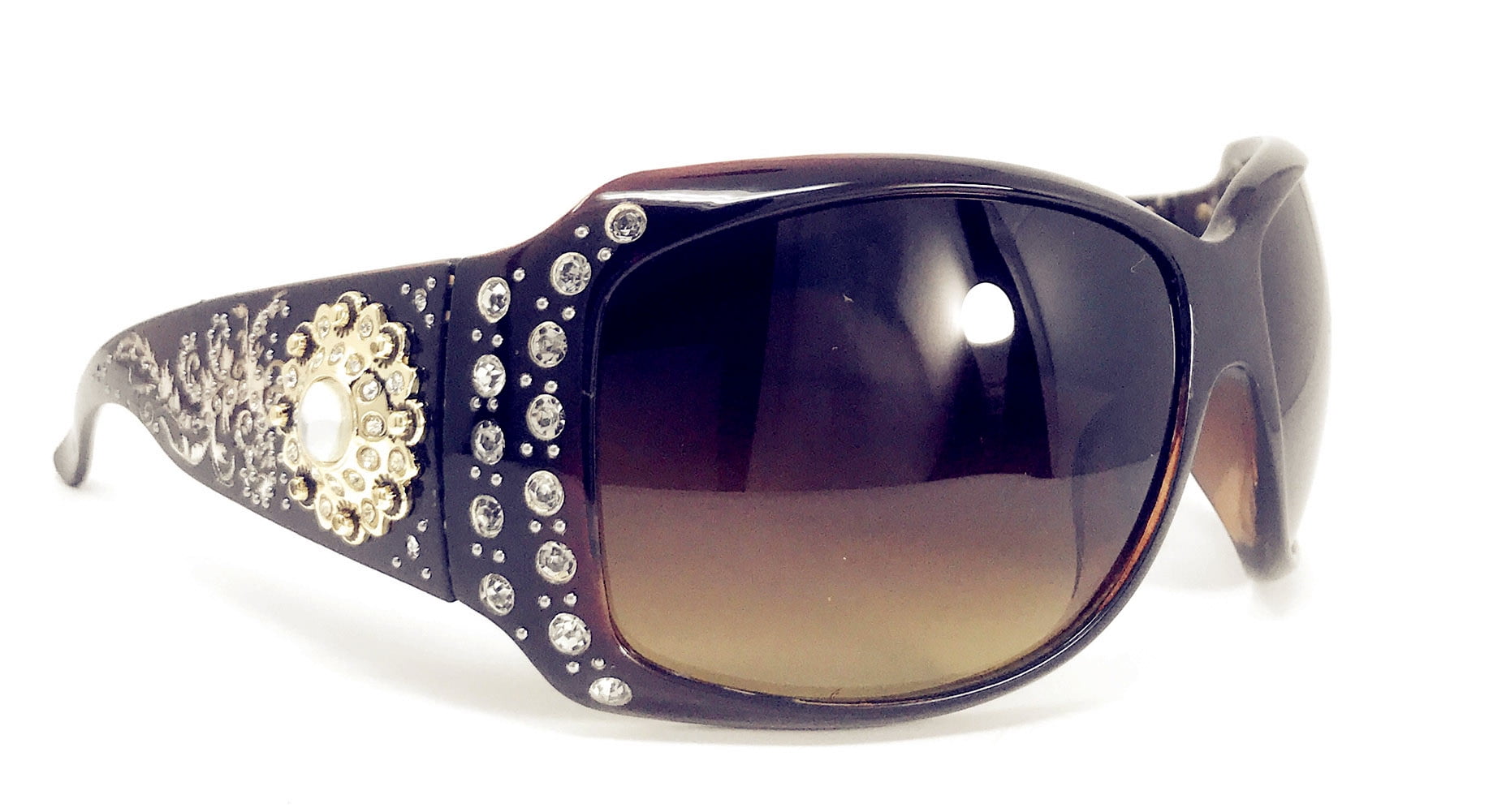 Montana West Concho Sunglasses Rhinestone in Black Montana West Winged Cross Rhinestone Sunglasses – AJ Tack main image 4