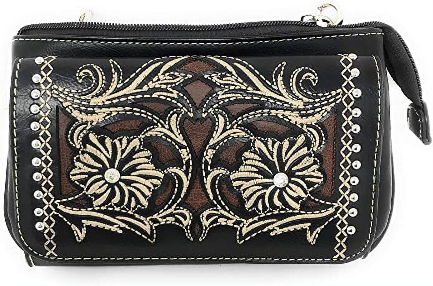Dark teal gator print PU leather handbag with crystal rhinestone cross –  Dark Horse Tack Company