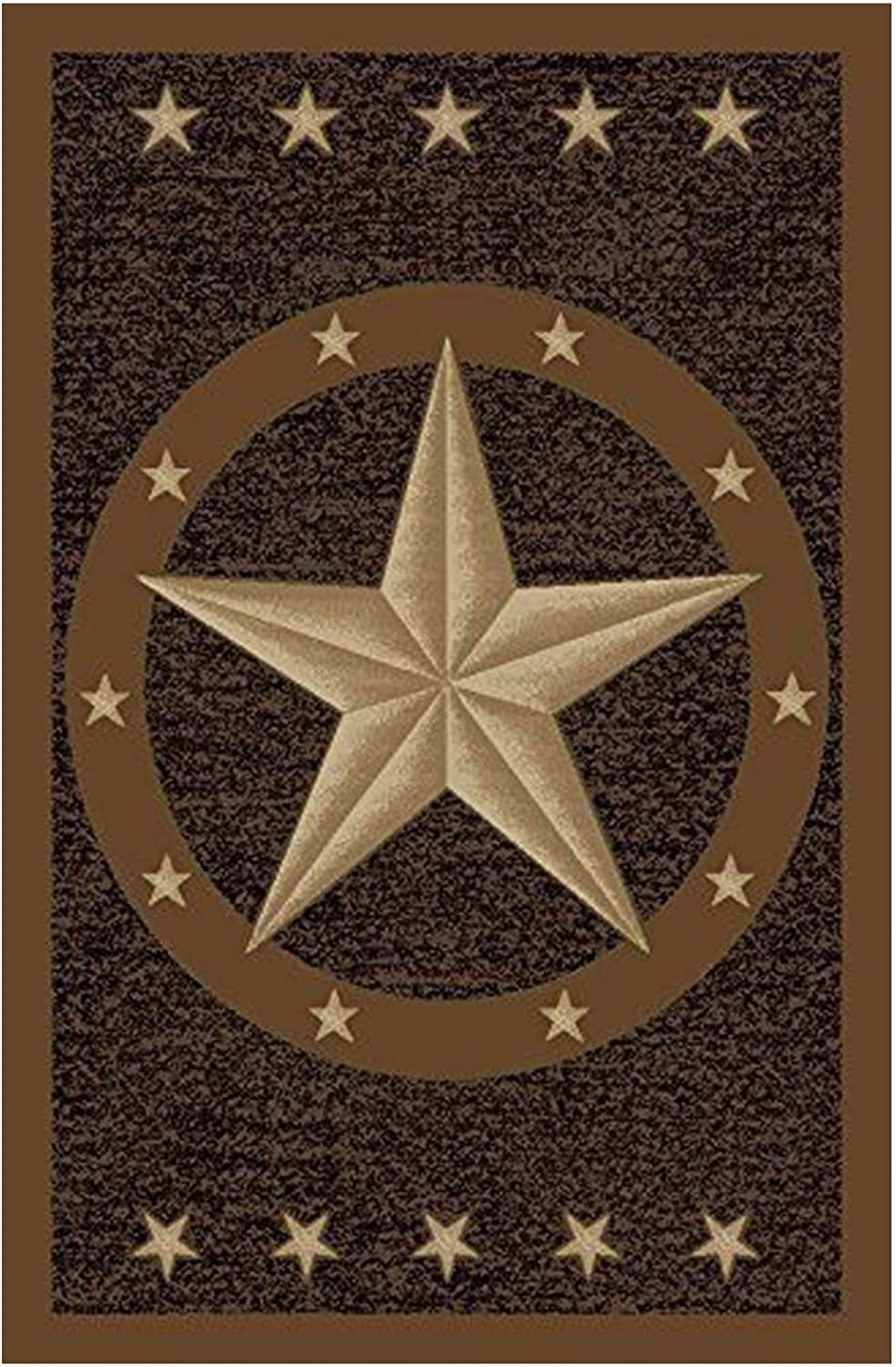 Texas Western Star Brown and Black Synthetic Kids Area Rug