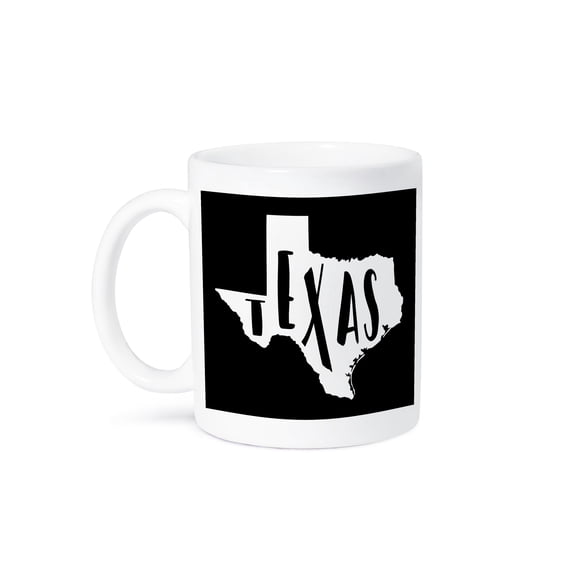 3drose, Texas Written Inside the State. Black Background., 15oz Mug
