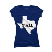 Texas Y'all Juniors Royal Blue Graphic Tee - Design By Humans  XL