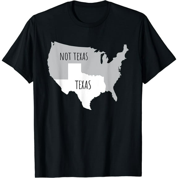 Texas not Texas with America Map T-Shirt Black Small