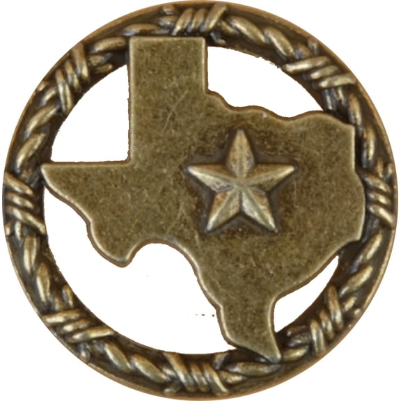 Texas with Barbwire Drawer Cabinet Knob in Antique Brass