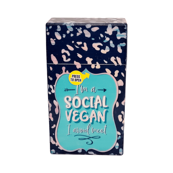 Texcyngoods Adult Womens Cigarette Case For 100s Pop Up Lid Plastic Pack Holder - Social Vegan