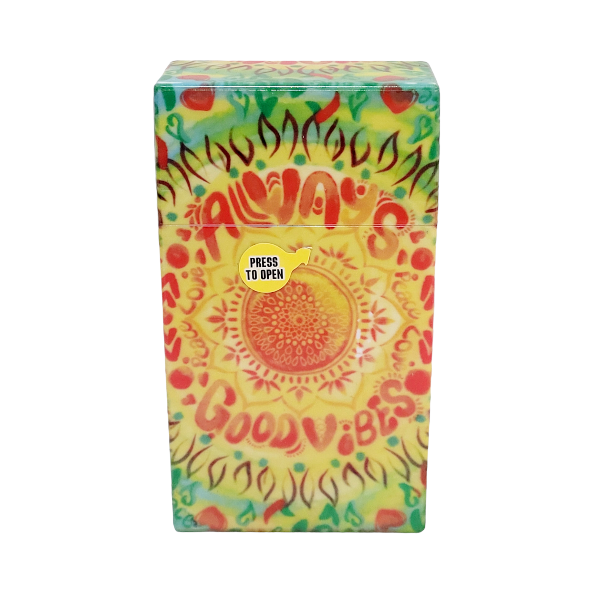 cigarette vibes Texcyngoods Women's Cigarette Case Plastic Flip Top Lid for 100s - Always  Good Vibes