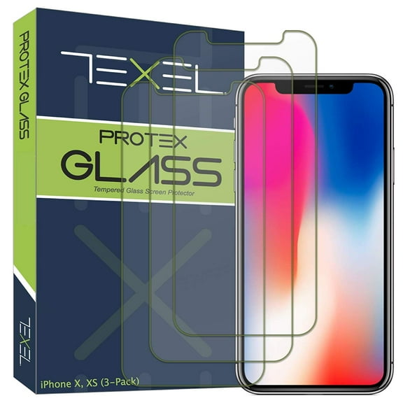 Texel Protex iPhone X, iPhone Xs Glass Screen Protector [3-Pack] (00-80002-00) Tempered Glass Screen Protector