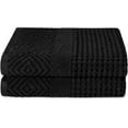 thumbnail image 1 of Texere 100% Organic Cotton Diamond Jacquard 700 GSM Luxury Bath Towel Sets - Ultra Soft and Absorbent Hotel and Spa Quality (Diamond, Black, 2 Bath Towels), 1 of 7