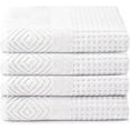 thumbnail image 1 of Texere 100% Organic Cotton Diamond Jacquard 700 GSM Luxury Bath Towel Sets - Ultra Soft and Absorbent Hotel and Spa Quality (Diamond, Bright White, 4 Bath Towels), 1 of 7