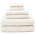 thumbnail image 1 of Texere 100% Organic Cotton Diamond Jacquard Luxury Bath Towel Sets, Cream (6 Piece), 1 of 8