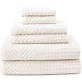 thumbnail image 1 of Texere 100% Organic Cotton Diamond Jacquard Luxury Bath Towel Sets, Cream (6 Piece), 1 of 7