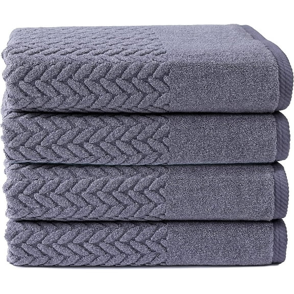 Texere 100% Organic Cotton Jacquard 650 GSM Premium Bath Towel Sets - Extra Absorbent Quick Dry and Plush (Cable, Excalibur, 4 Bath Towels)