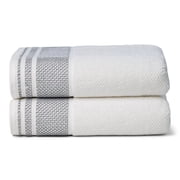 Texere 100% Organic Cotton Rice Weave Bath Towel Sets, BRT Wht w/Blk 2 Bath Towels