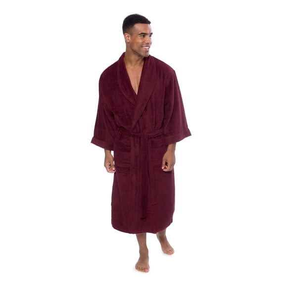 Texere Mens Luxury Terry Cloth Bathrobe - Modal & Organic Cotton (EcoComfort, Burgundy, XXL/XXXL)