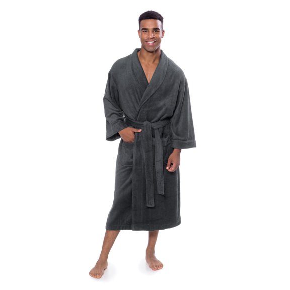 Texere Mens Luxury Terry Cloth Bathrobe (EcoComfort, Dark Shadow, SM)