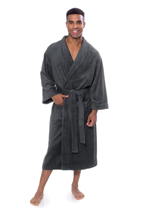 Mens Luxury Terry Cloth Bathrobe (EcoComfort, Dark Shadow, SM)
