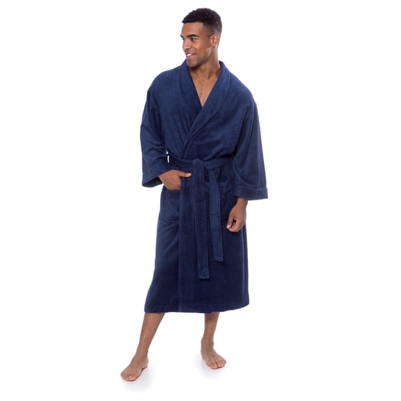 Texere Mens Luxury Terry Cloth Bathrobe - Modal & Organic Cotton (EcoComfort, Medieval Blue, LXL)