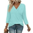 thumbnail image 1 of Texiao 3/4 Length Sleeve Women's Tops V Neck Casual Tunic Tops Basic Shirts Loose Fit Blouse, 1 of 9