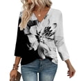 thumbnail image 1 of Texiao 3/4 Length Sleeve Women's Tops V Neck Casual Tunic Tops Basic Shirts Loose Fit Blouse, 1 of 7