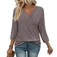 thumbnail image 1 of Texiao 3/4 Length Sleeve Women's Tops V Neck Casual Tunic Tops Basic Shirts Loose Fit Blouse, 1 of 9