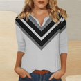 thumbnail image 1 of Texiao 3/4 Sleeve Tops for Women Summer Notched V Neck Plain T Shirts Casual Cute Three Quarter Length Blouses, 1 of 5
