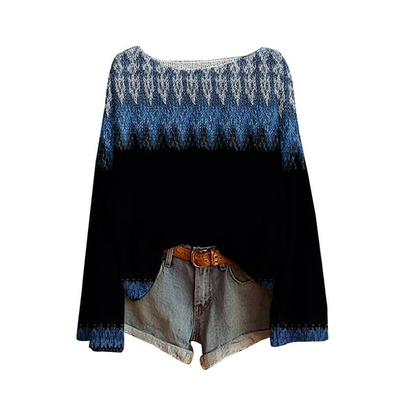 Texiao Cable Knit Sweater Women,Women's Winter Warm Art Print Crewneck Long Sleeve Knit Sweater