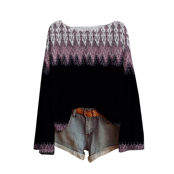 Texiao Cable Knit Sweater Women,Women's Winter Warm Art Print Crewneck Long Sleeve Knit Sweater