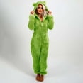 thumbnail image 1 of Texiao Chritsmas Polyester Sleepwear Pajama Dress, Women's Artificial Wool Long Sleeve Pajamas Casual Solid Color Zipper Loose Hooded Jumpsuit Pajamas Casual Winter Warm Rompe Cute Ears Sleepwear, 1 of 6