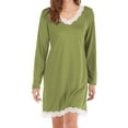 thumbnail image 1 of Texiao Chritsmas Polyester,Spandex Sleepwear Pajama Dress, Green Sleepwear for Women, Womens Long Sleeve Nightgowns V Neck Sleepshirts Lace Nightshirts Casual T Shirt Sleep Dress With, 1 of 2