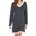 thumbnail image 1 of Texiao Chritsmas Polyester,Spandex Sleepwear for Women, Gray Sleepwear Pajama Dress, Womens Long Sleeve Nightgowns V Neck Sleepshirts Lace Nightshirts Casual T Shirt Sleep Dress With, 1 of 2