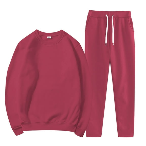 Texiao Comfort Sweatsuits for Women,Women's Fashionable Solid Round Neck Sports Sweatshirt Set