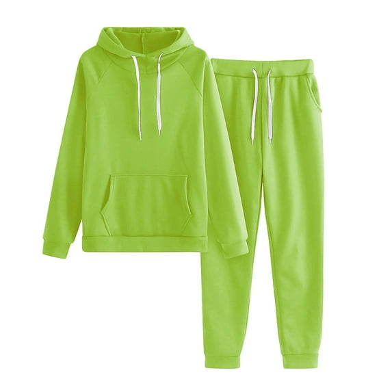 Texiao Comfort Sweatsuits for Women,Women's Solid Fleece Hooded Sports Sweatshirt Set